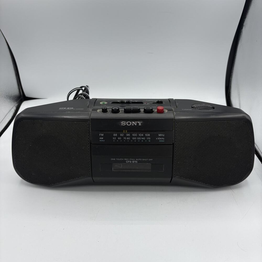 Vintage Sony CFS-B15 Radio Cassette‎ Recorder Boombox Black FM AM Tape Player